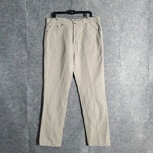 Blanc Bleu Casual Pants Men 48 Beige Cotton Linen Blend Straight Leg Lightweight